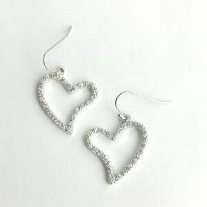 CZ Sterling Silver Heart dangle Earrings 🆕